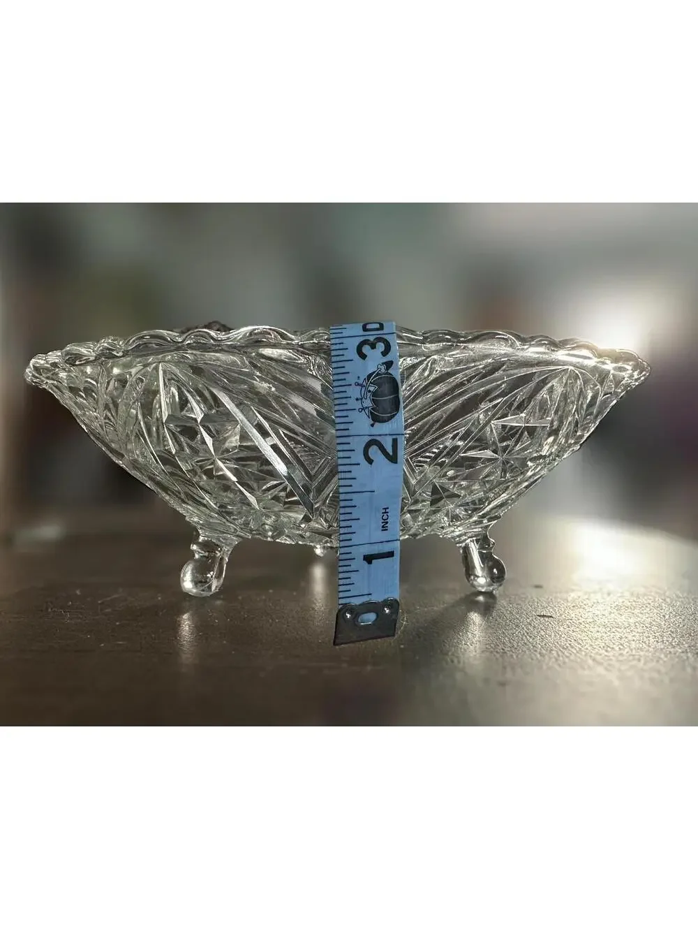 Vintage Pressed Glass Candy Dish with Lid and Feet